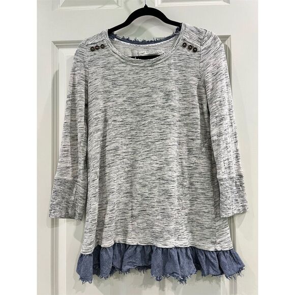 Saturday Sunday Women's Gray Ruffle Tunic Sweater Top Size S - Picture 1 of 5